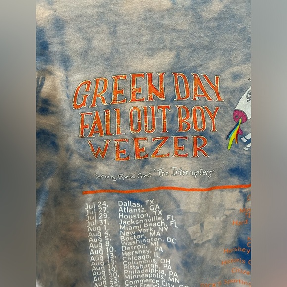 Weezer Green Day Fallout Boy Hella Mega Acid Washed Tour T-Shirt Size Medium - Picture 10 of 15
